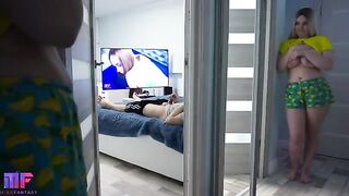 Pervert stepdad fucked his stepdaughter while spying for sex