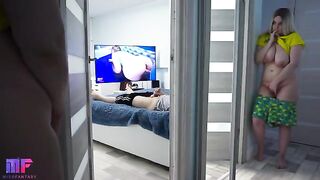 Pervert stepdad fucked his stepdaughter while spying for sex