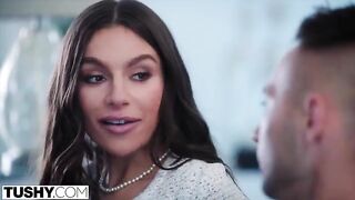 Gorgeous brunette April tries anal sex for the first time