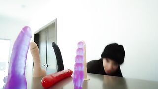 I get fucked in both holes with the neighbor's dildo