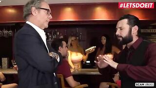 Two gorgeous babes with big tits getting fucked by their pervert boss in a hardcore scene