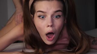 Scorching anal sex with a tiny brunette, intense riding