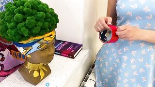 A stepson without a condom fucks his stepmother, who keeps silent