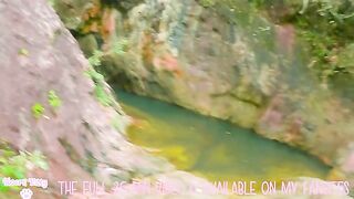 Kinky solo sex in hotel room and public waterfall