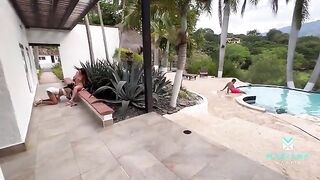 I have sex with my boyfriend and his stepsister in the swimming pool - Mariana Martix & Duncan Saint & Sara Blonde