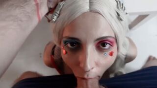 Harley Quinn got her big ass plugged with a butt plug while sucking cock