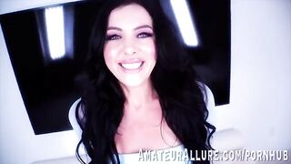 Theodora Day, sexy brunette with blue eyes, skillfully sucks and rides cock in a steamy scene