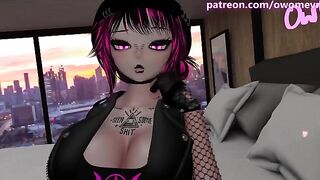 A girl in a gothic style is very naughty until she's satisfied