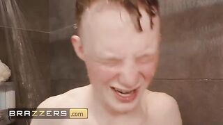 Payton Hall uses a book to strip and fuck the plumber