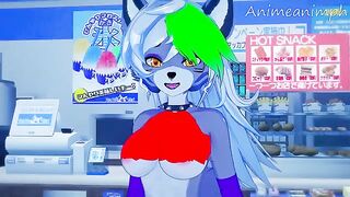 Roxanne Wolf fucked by a huge dick in an anime scene