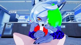 Roxanne Wolf fucked by a huge dick in an anime scene