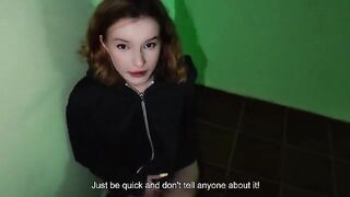 The girl was caught at home, so she had to engage in intimate acts right there in the entrance