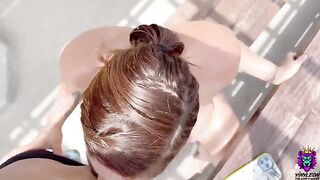Busty Latina gets convinced to fuck and suck on the rooftop
