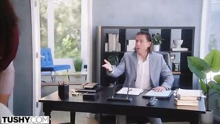 The girl is anal-loving and she wants to impress her new boss from TUSHY