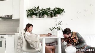Elegant beauty gets fucked hard on a table at home