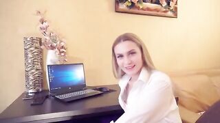 A hot chick is fucking with her boss to get a raise