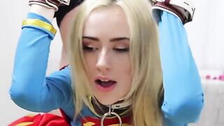 Candy White, tied up and helpless, is at the mercy of her dominant partner in this intense scene