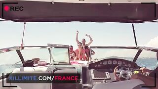 Sex on the yacht with a busty cougar