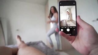 The photographer paid the beautiful Lily with his womb-beater