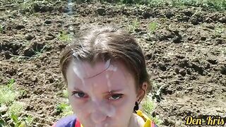 A lot of semen on the cute schoolgirl's face in a hot compilation