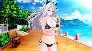 Prinz Eugen waifu porn with huge tits in first-person view