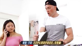 Lulu Chu catches Zac Wild watching her, gets fucked until she cums