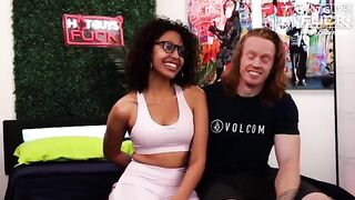 Redhead muscular guy banged Latina slut and cum on her face