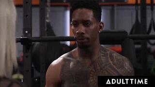 The muscular guy has his way with the pretty ebony babe Zaawaadi in this intense scene