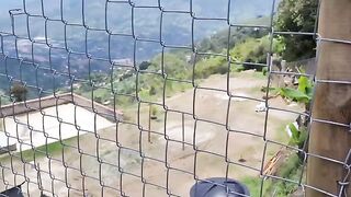 A sexy girl was fucked by a stranger farmer outdoors, with Kourtney Love's daring flair