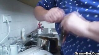 Older blondie makes love with a young guy