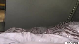 A big hairy ass of a caucasian girl gets fucked on the bed by an Arab guy