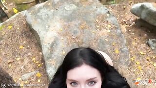 Girl was fucked in the woods by a guy with a big cock