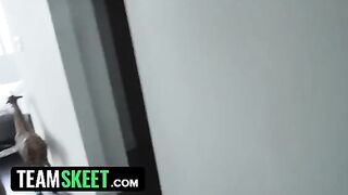 Curvy stepsister Daisy Stone rides her stepbrother’s cock in 69