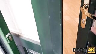 A smart nympho uses her tight pussy to avoid paying a large debt