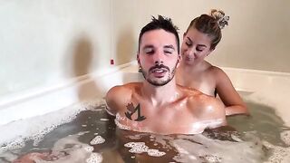 Skinny blonde gets fucked hard in the jacuzzi, a steamy scene