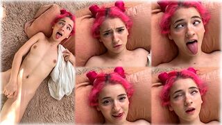 Playful Latina girl masturbates her pink pussy with enthusiasm