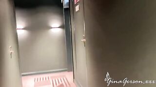 A lucky guy gets a blowjob from a skinny girl at her home