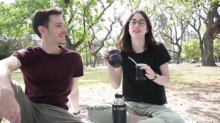 A day at the park ends up with a girl giving a blowjob on the grass