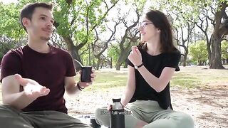 A day at the park ends up with a girl giving a blowjob on the grass