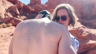 A wife is getting fucked by her friend in the desert