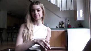 The step daddy is helping his stepdaughter with her studies