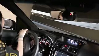 Slutty teen makes a deepthroat blowjob in the car parking lot