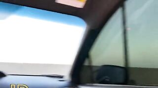 Slutty teen makes a deepthroat blowjob in the car parking lot