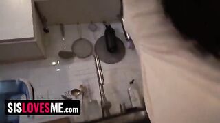 Stepsis Alex Coal gets blindfolded and fucked by stepbro for Bird Box Challenge