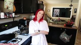 A mature woman offered her son's friend a sexual favor in the kitchen