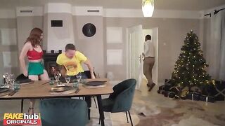 The whole family gets a little too close during Thanksgiving dinner