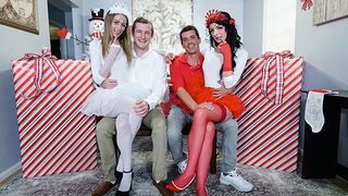 Stepdad Swap Christmas Miracle with Cute Stepdaughters Kyler Quinn and Alice Pink