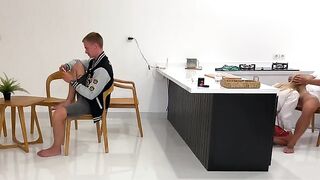 A California girl has fun with another guy while her boyfriend watches