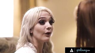 Kenna James is having the worst day, but passion changes everything in this steamy Girlsway scene