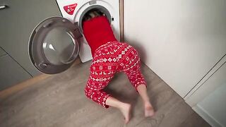 Step mom got stuck in the washing machine for Christmas